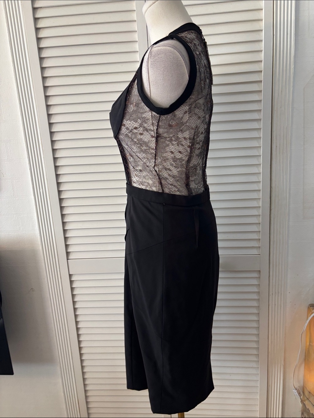 Dolce & Gabbana Black Lace-Inset Midi Dress, US2 - Picture 6 of 11